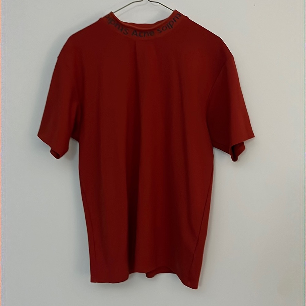Acne Studios Navid Red Mock Neck Logo T-Shirt M